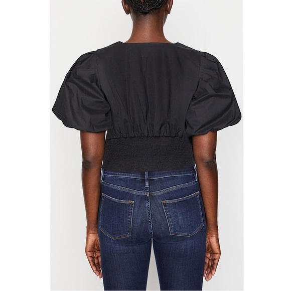 🔥🔥🔥NEW Frame Black Nina Crop Poplin Puff Sleeves Blouse - Picture 5 of 7